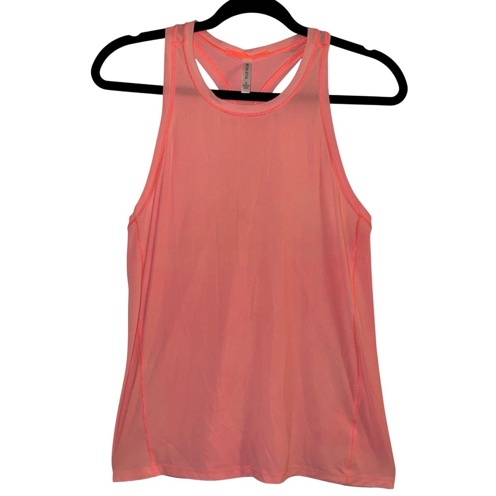 Athleta Womens Racerback Tank Top Coral Pink High Neck Athletic Workout Shirt S